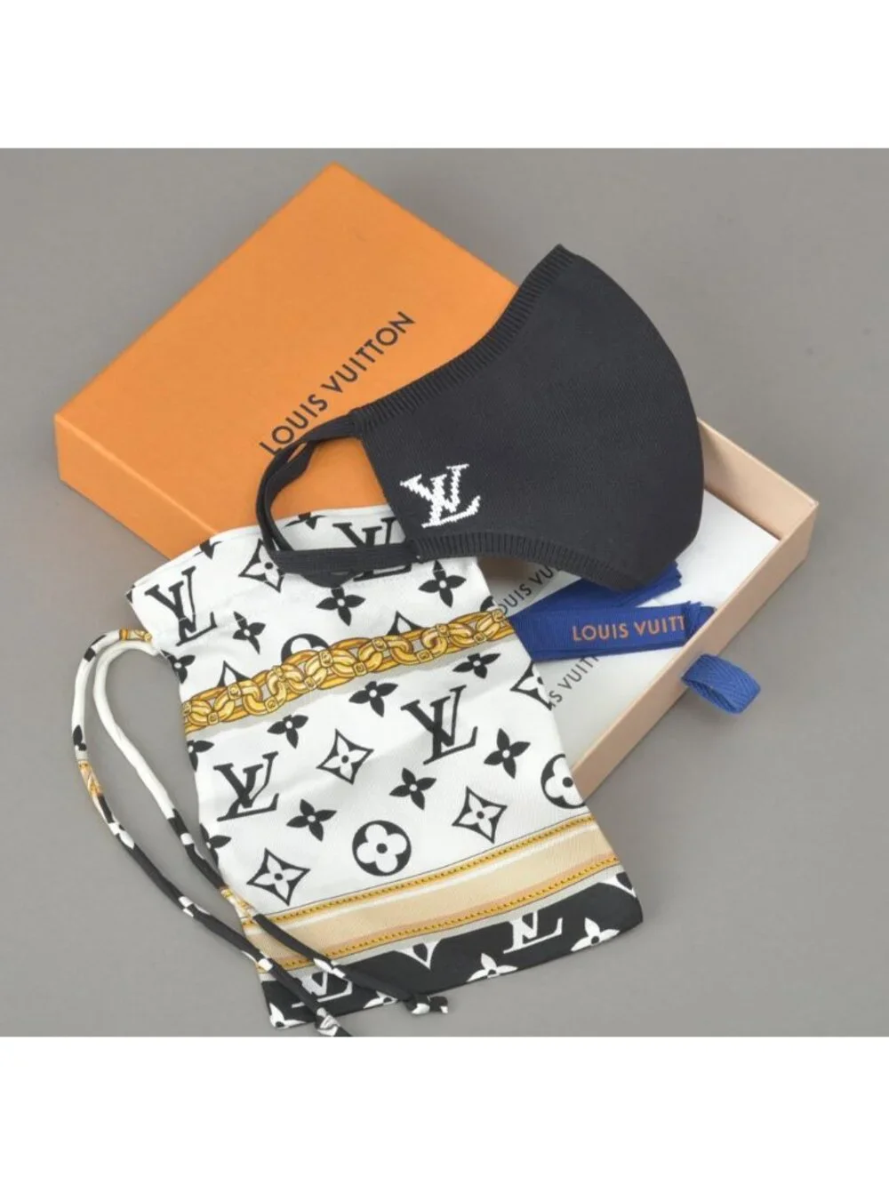 Louis Vuitton Mask Maille Black XL Embroidered Monogram Pouch